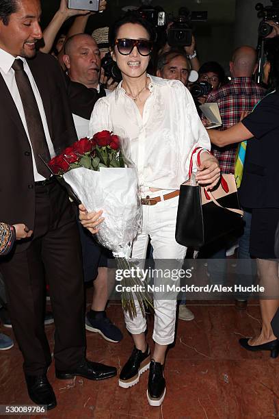 Gong Li arrives at Nice airport ahead of the 69th Annual Cannes Film Festival on May 10, 2016 in Nice, France.