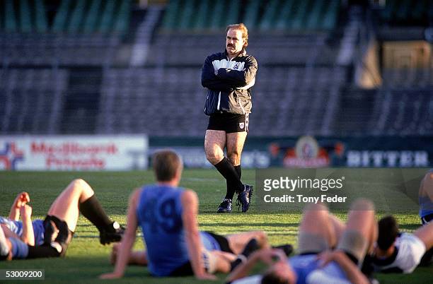 Leigh Matthews, coach of the Collingwood Magpies during a AFL training session held in Melbourne, Australia.