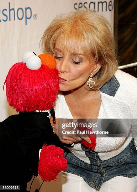 Personality Barbara Walters and Elmo attend the Third Annual Sesame Workshop Benefit Gala at Cipriani 42nd Street on June 1, 2005 in New York City.