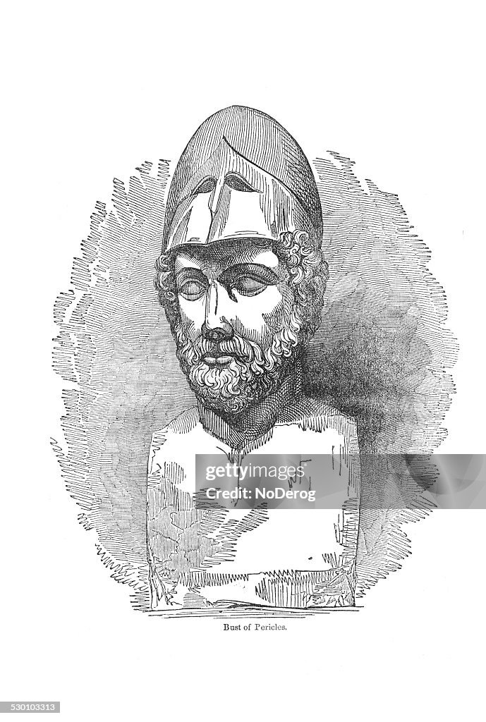 Bust of Pericles historical engraving