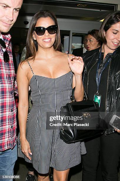 Actress Eva Longoria arrives at Nice airport during the annual 69th Cannes Film Festival at Nice Airport on May 10, 2016 in Nice, France.