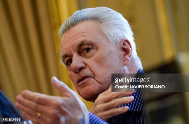Writer John Irving gives a press conference during the presentation of his new novel "Avenida de los Misterios" at the Casa America, in Madrid on May...