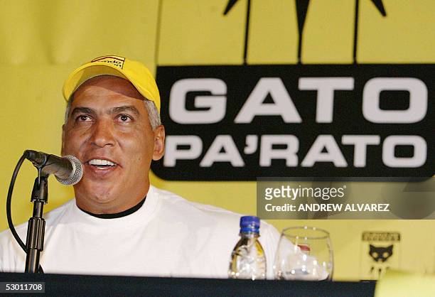 Andres Galarraga, "El Gran Gato", declara para los medios nacionales e internacionales en Caracas, el 02 de junio de 2005. El "Gran Gato", que dejo...