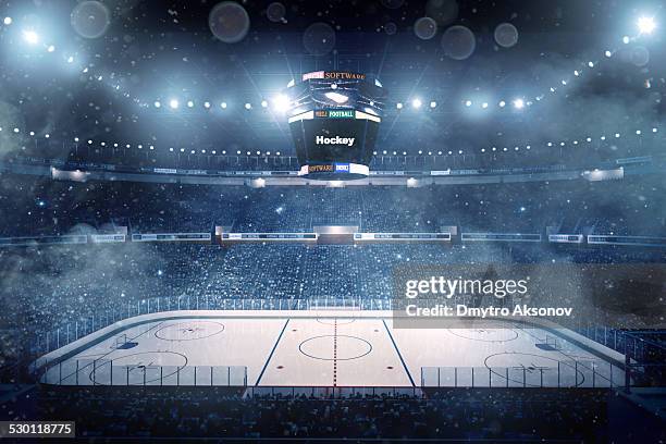 dramatic ice hockey arena - ice hockey field stock pictures, royalty-free photos & images