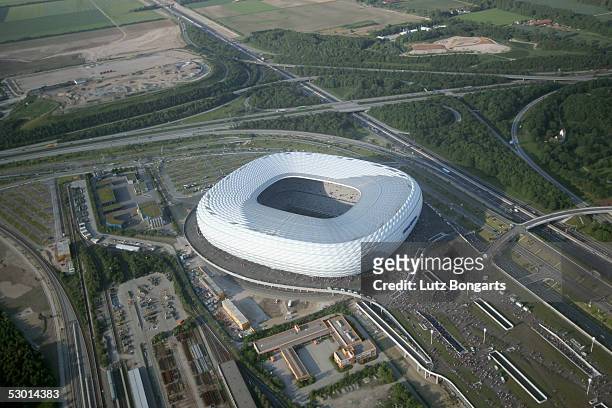 Aerial view of the Allianz Arena on June 2, 2005 in Munich, Germany