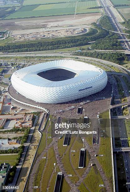 Aerial view of the Allianz Arena on June 2, 2005 in Munich, Germany