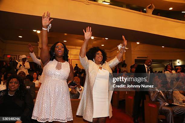 Dominique Sharpton and Kathy Jordan Sharpton celebrate Kathy Jordan Sharpton's birthday at Canaan Baptist Church of Christ on May 9, 2016 in New York...