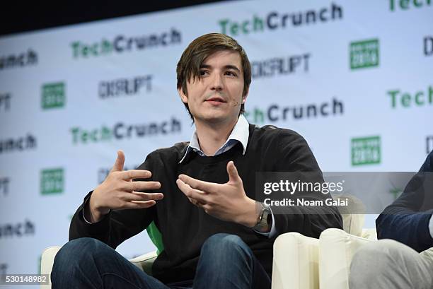 Co-founder and co-CEO of Robinhood Vladimir Tenev speaks onstage during TechCrunch Disrupt NY 2016 at Brooklyn Cruise Terminal on May 10, 2016 in New...