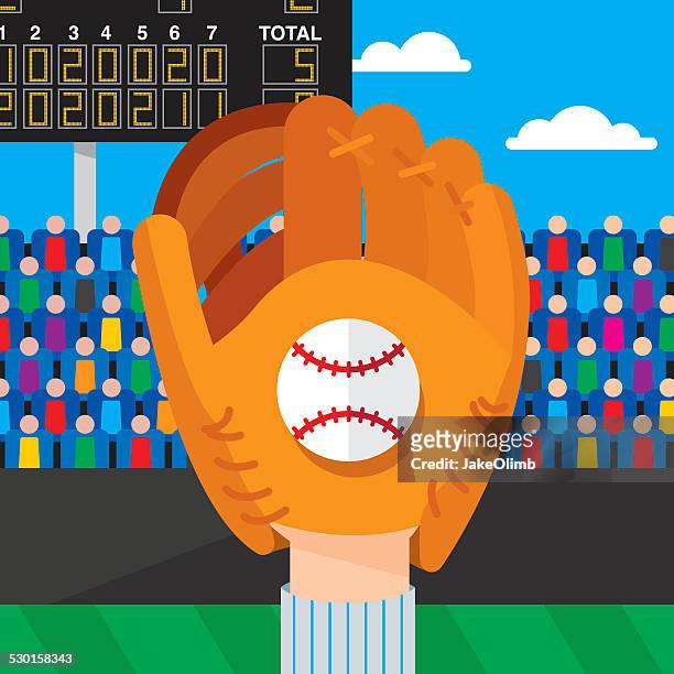 ilustraciones, imágenes clip art, dibujos animados e iconos de stock de cierre de béisbol - receptor