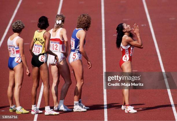 4x400m Staffel Frauen , Seoul / KOR , 01.10.88 Florence GRIFFITH-JOYNER / USA FOTO:BONGARTS/Maja-Moritz