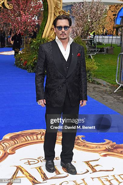 Johnny Depp attends the European Premiere of "Alice Through The Looking Glass" at Odeon Leicester Square on May 10, 2016 in London, England.