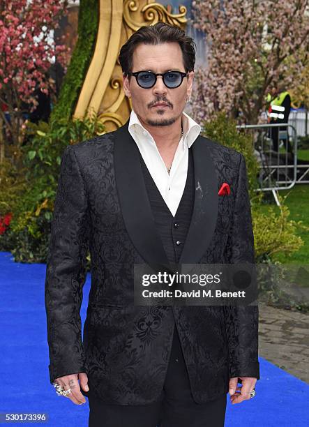 Johnny Depp attends the European Premiere of "Alice Through The Looking Glass" at Odeon Leicester Square on May 10, 2016 in London, England.