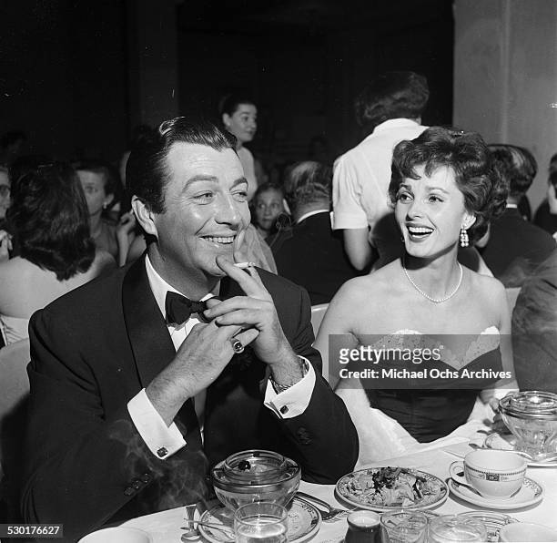 Actress Ursula Thiess attends the Golden Globe Awards with her husband Robert Taylor in Los Angeles,CA.