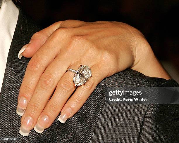 Close-up of Victoria Beckham's ring is seen at "The David Beckham Academy" launch party at Creative Artists Agency on June 3, 2005 in Beverly Hills,...