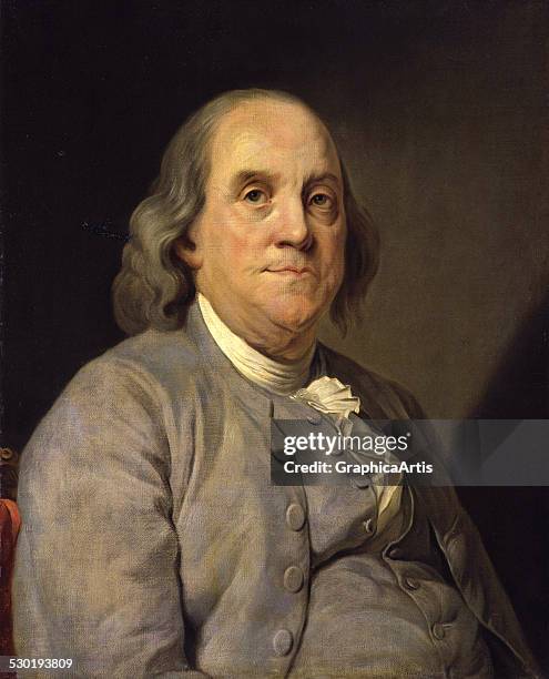 Benjamin Franklin after a portrait by Joseph-Siffred Duplessis , 1783.