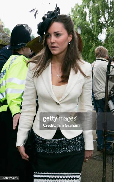 Kate Middleton, Prince William's girlfriend, among guests at the society wedding of Hugh Van Cutsem Junior to Rose Astor at Burford Parish Church on...