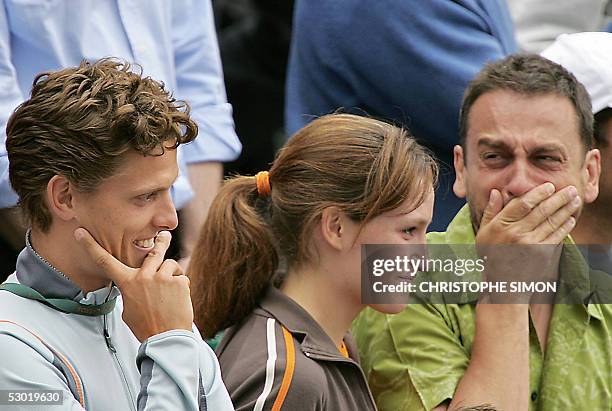 Belgium Pierre-Yves Hardenne , husband of Belgium Justine Henin-Hardenne, Belgium humorist Francois Pirette and his wife , are pitured during the...