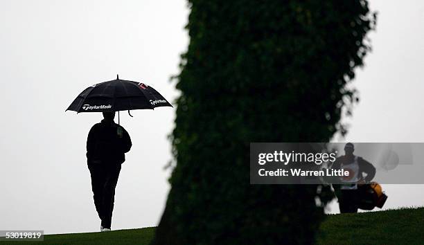 Christian Cevaer of France walks down the third fairway during the third round of The Celtic Manor Wales Open 2005 at The Celtic Manor Resort on June...