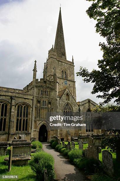 The church of St John the Baptist, Burford Parish Church venue for the society wedding of Hugh Van Cutsem Junior to Rose Astor on June 4, 2005 in...