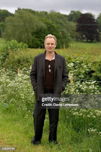 Sting poses for a portrait at "The Guardian Hay Festival 2005" held at Hay on Wye on June 4, 2005 in Powys, Wales. He was talking about his new...