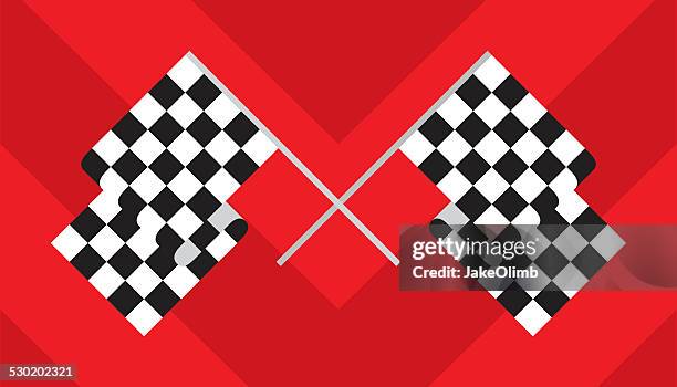 checkered race flag crossed - rally driver stock illustrations