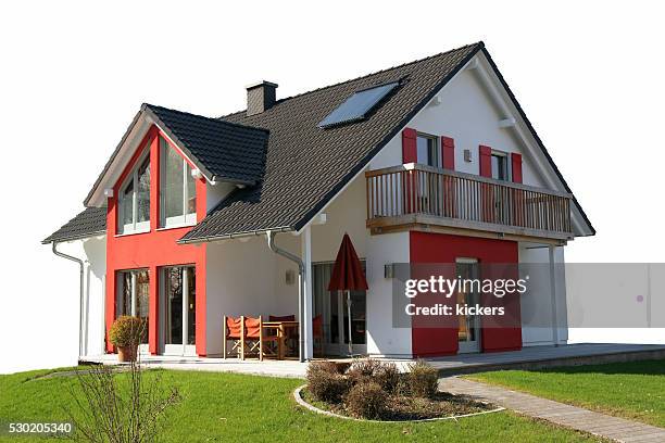 modern detached house to be sold - solar panel isolated stock pictures, royalty-free photos & images