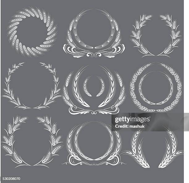 wheat wreath - food and drink establishment stock illustrations