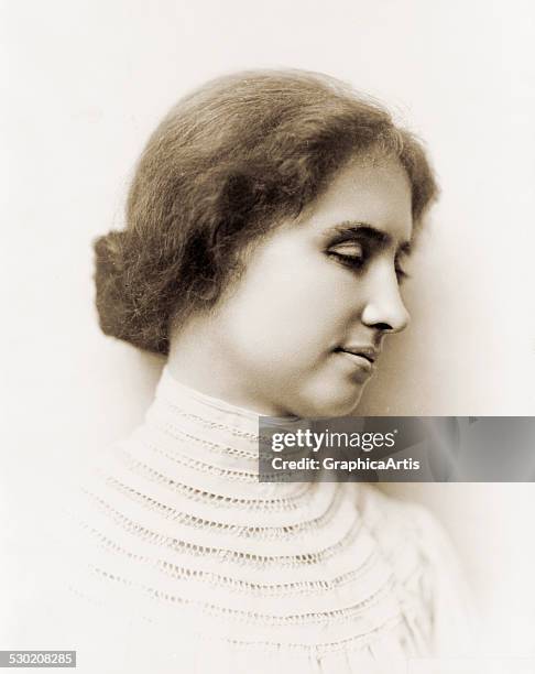 Portrait of blind activist and suffragist Helen Keller in profile , 1904.