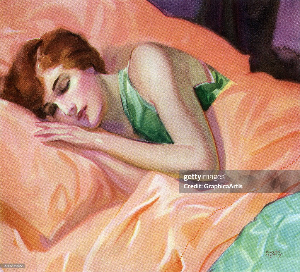 Woman Sleeping On Sheets