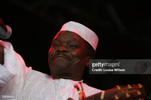 Mory Kante performs on stage at the second day of the Wychwood Festival 2005 at Cheltenham Racecourse on June 4, 2005 in Gloucestershire, England....