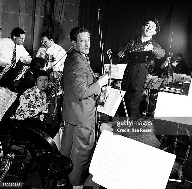 View of a concert rehearsal sponsored by WNYC radio and held at the Brooklyn Museum, Brooklyn, New York, New York, 1947.