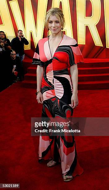 Actress Jessica Biel arrives to the 2005 MTV Movie Awards at the Shrine Auditorium June 4, 2005 in Los Angeles, California. The 14th annual award...