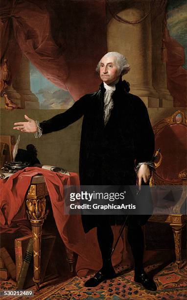 Portrait of George Washington at age 64 renouncing his third term as president, by Gilbert Stuart , 1779. This is a second version of Stuart's iconic...