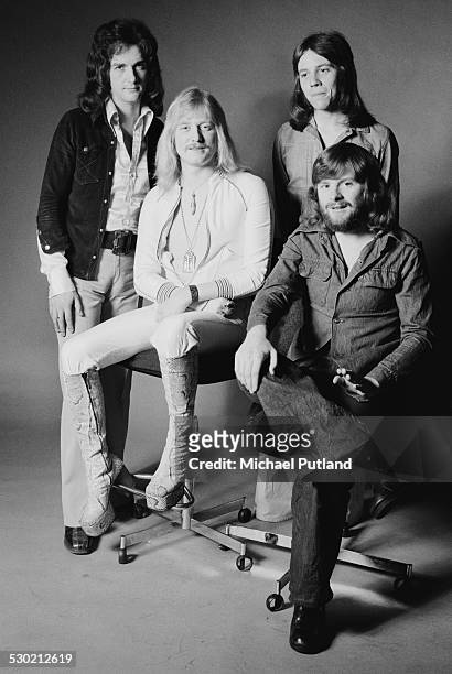 English singer-songwriter and musician John Miles with his backing group, 27th September 1974.