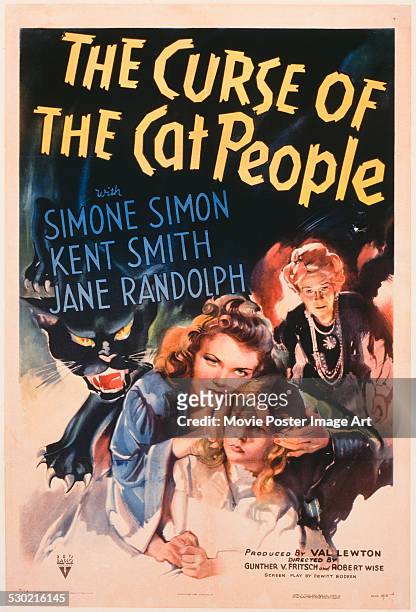 Poster for Gunther von Fritsch's 1944 drama 'The Curse of the Cat People' starring Simone Simon, Kent Smith, and Jane Randolph.
