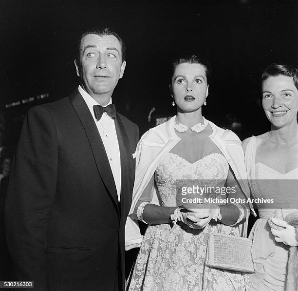 Actor Robert Taylor and wife Ursula Thiess and Nancy Reagan attend the premiere of "King and I" in Los Angeles,CA.