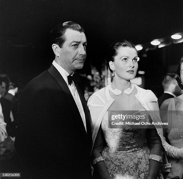 Actor Robert Taylor and wife Ursula Thiess attend the premiere of "King and I" in Los Angeles,CA.