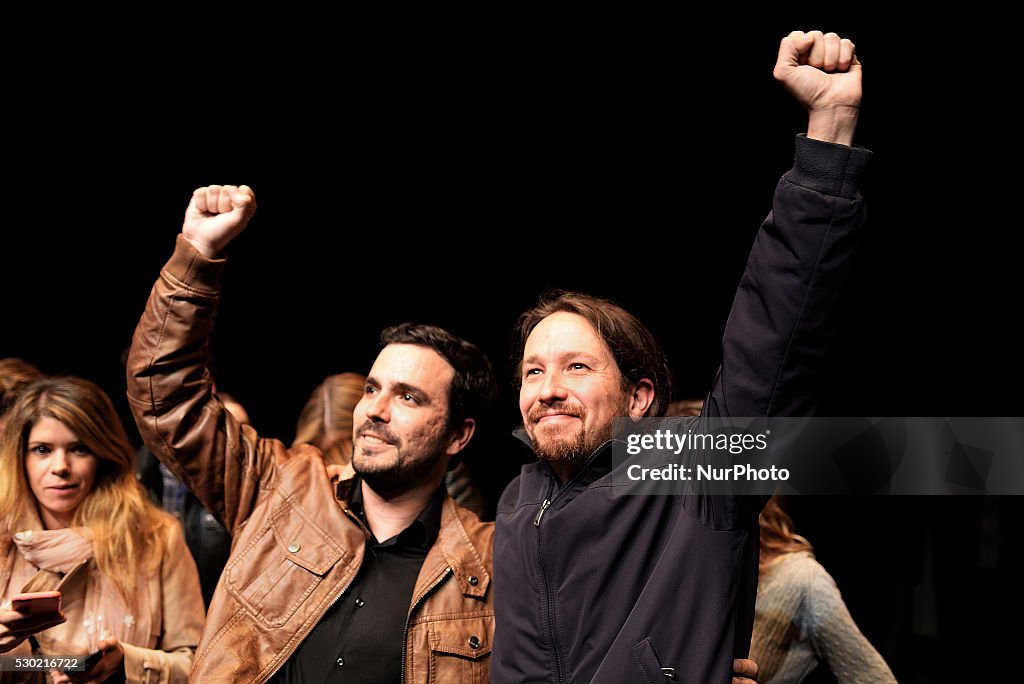 Pablo Iglesias and Alberto Garz��n Annunce their Confluence for Spanish General Election