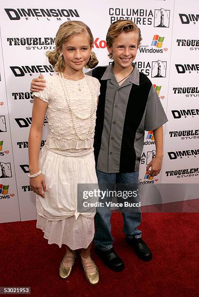 Actors Jenna Boyd and her brother Cayden Boyd attend the premiere of Dimension Films "The Adventures of Shark Boy and Lava Girl in 3D" at the El...