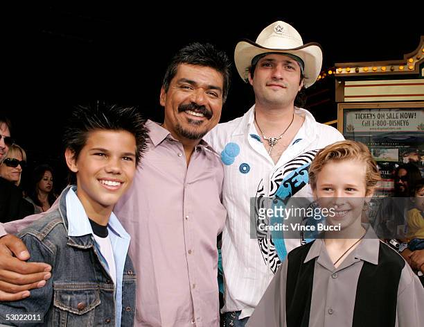 Actors Taylor Lautner and George Lopez, writer-director Robert Rodriguez and actor Cayden Boyd the premiere of Dimension Films "The Adventures of...