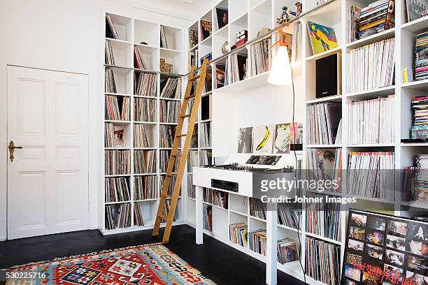 view of music room - album stock pictures, royalty-free photos & images