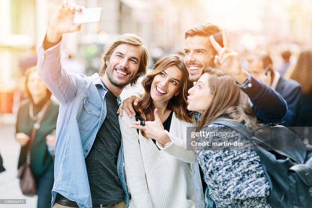 Group of friends making a selfie