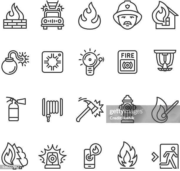 fire alarm and department icon - firefighters helmet stock illustrations