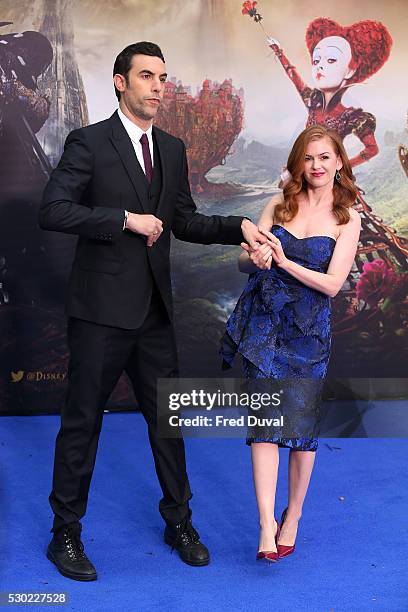 Sacha Baron Cohen and Isla Fisher attend the UK Premiere of "Alice Through The Looking Glass" at Odeon Leicester Square on May 10, 2016 in London,...