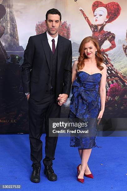 Sacha Baron Cohen and Isla Fisher attend the UK Premiere of "Alice Through The Looking Glass" at Odeon Leicester Square on May 10, 2016 in London,...