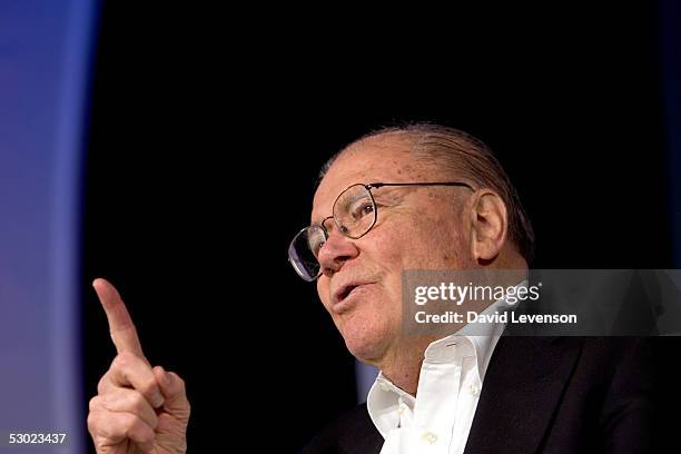 Former American Secretary of Defence and Nobel Prize winner, Robert McNamara, discusses nuclear weapons at "The Guardian Hay Festival 2005" held at...