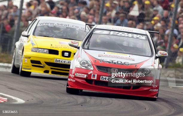 James Kaye of Great Britain drives his Synchro Motorsport Honda Civic Type R during round 7 of the Dunlop MSA British Touring Car Championship race...