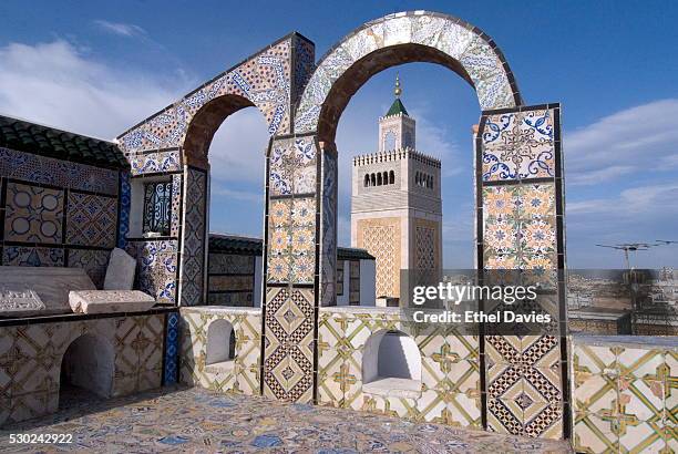 view over the medina of tunis and the main mosque, tunisia, north africa, africa - mosque of tunis stock pictures, royalty-free photos & images