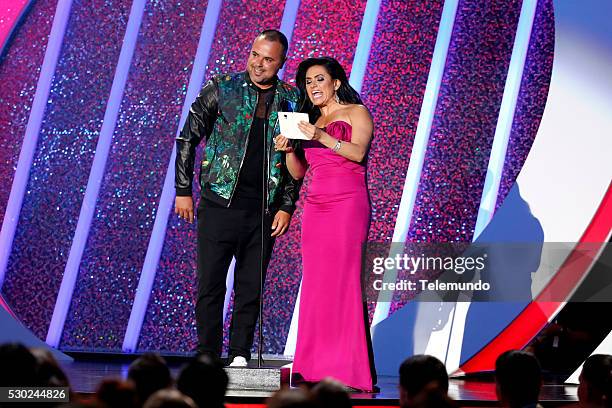 Show -- Pictured: Penelope Menchaca and Juan Magan on stage during the 2014 Billboard Latin Music Awards, from Miami, Florida at the BankUnited...