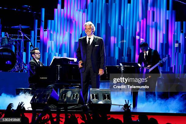 Show -- Pictured: Andrea Bocelli on stage during the 2014 Billboard Latin Music Awards, from Miami, Florida at the BankUnited Center, University of...